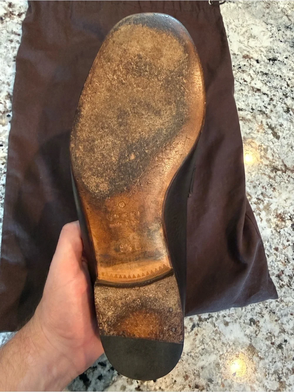 Gucci Brown Leather Horsebit Loafers with Green-Red Web
